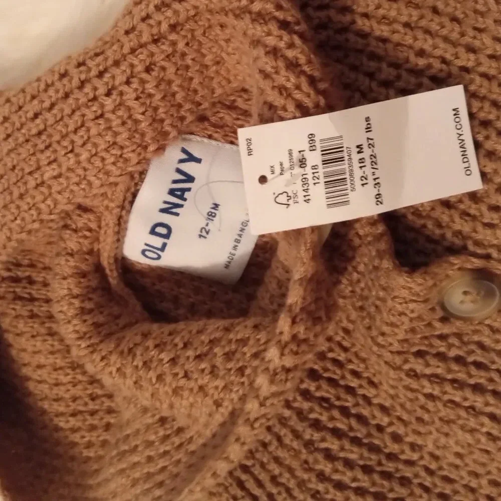 Old Navy Long Sleeve Button Front Sweater - 12-18M - NWT